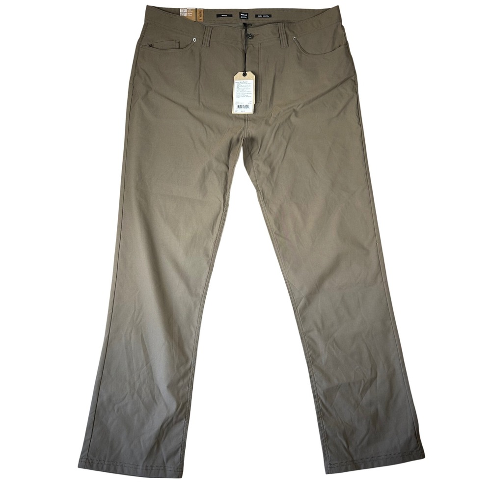 Prana Brion Slim Pant II Mud Brown 42x34 Mens Tapered ReZion Stretch Hiking 2038